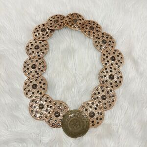 Y2K Women's Statement Disco Glitter Circle Belt Gold Tone Buckle